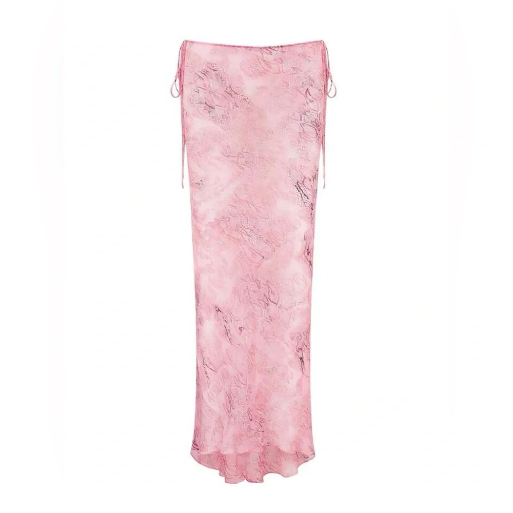 Pink Tie-Front Top and Skirt Set never worn